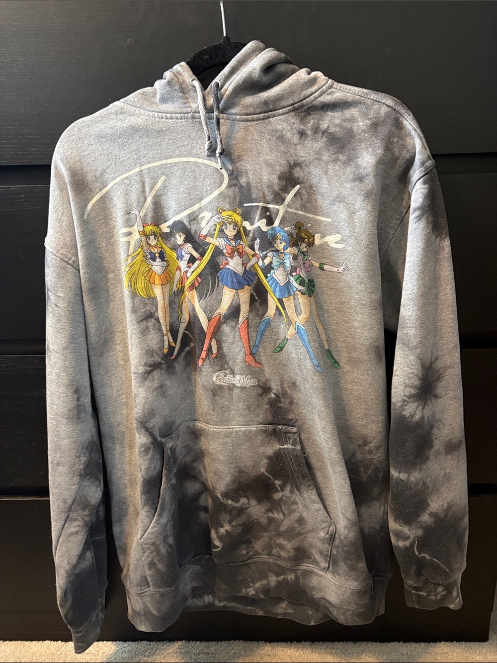 Gray Tie-Dye Sailor Moon Graphic Hoodie